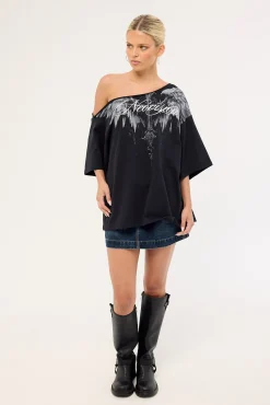 Creed Boat Neck Relaxed Tee Black