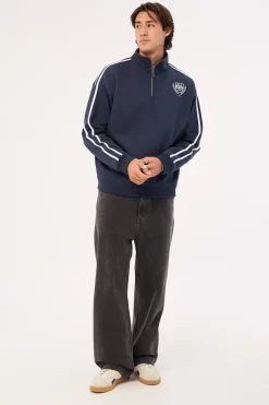 Crest Quarter Zip Sweater Navy