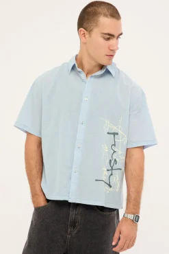 Crisis Cropped Shirt Sky Blue