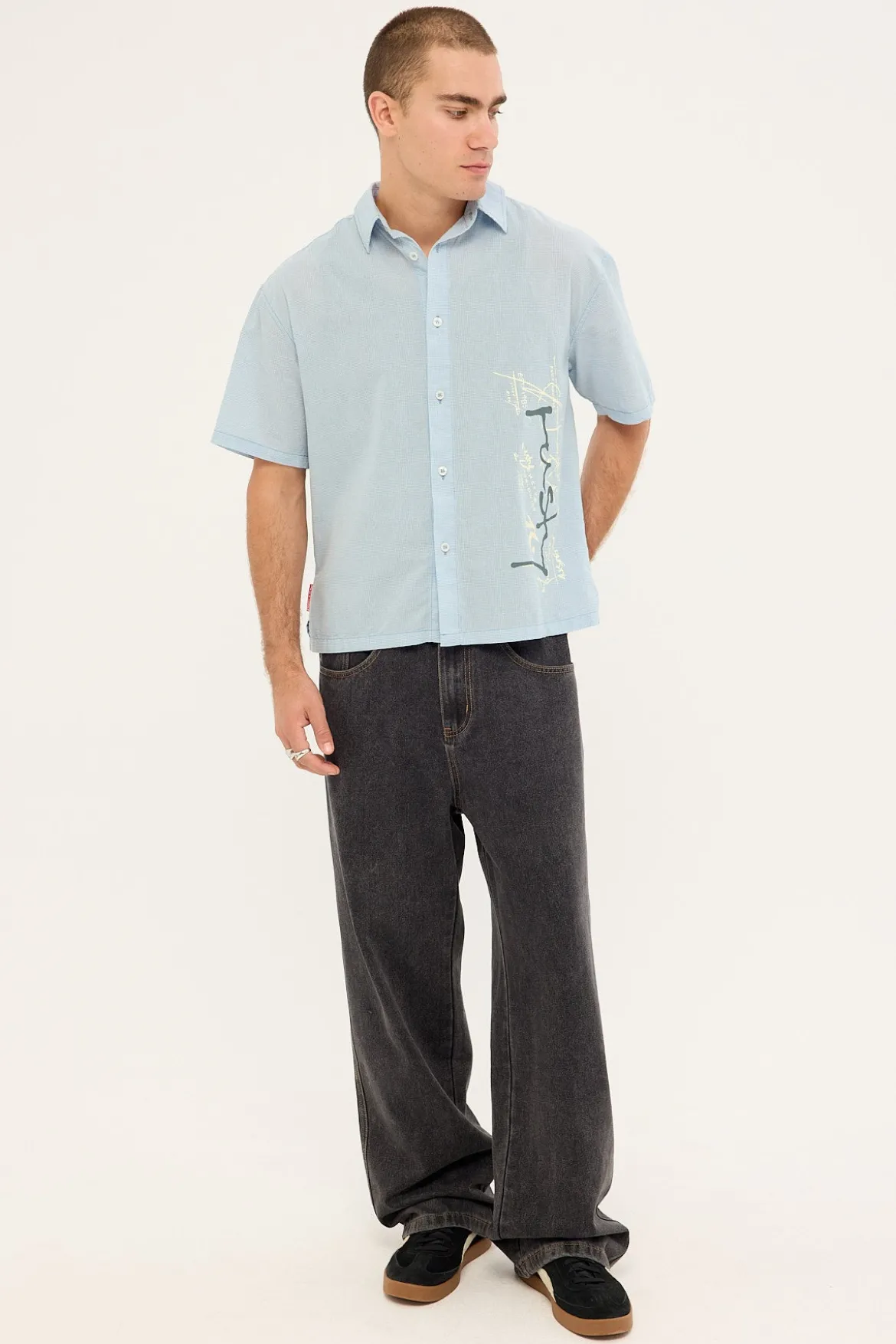 Crisis Cropped Shirt Sky Blue