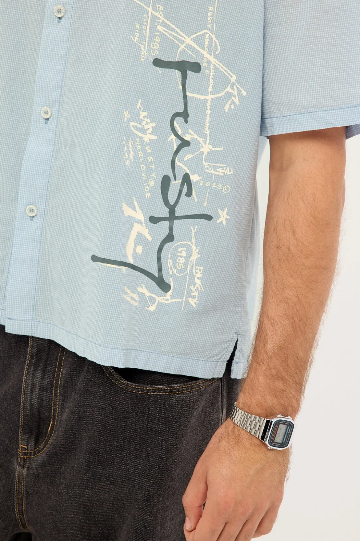 Crisis Cropped Shirt Sky Blue