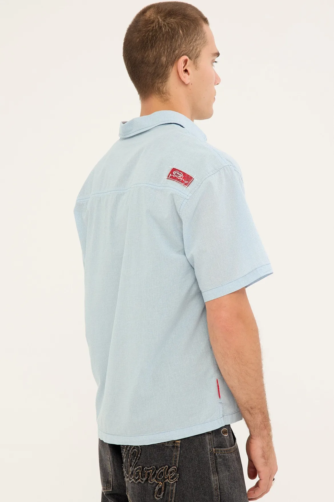 Crisis Cropped Shirt Sky Blue