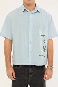 Crisis Cropped Shirt Sky Blue