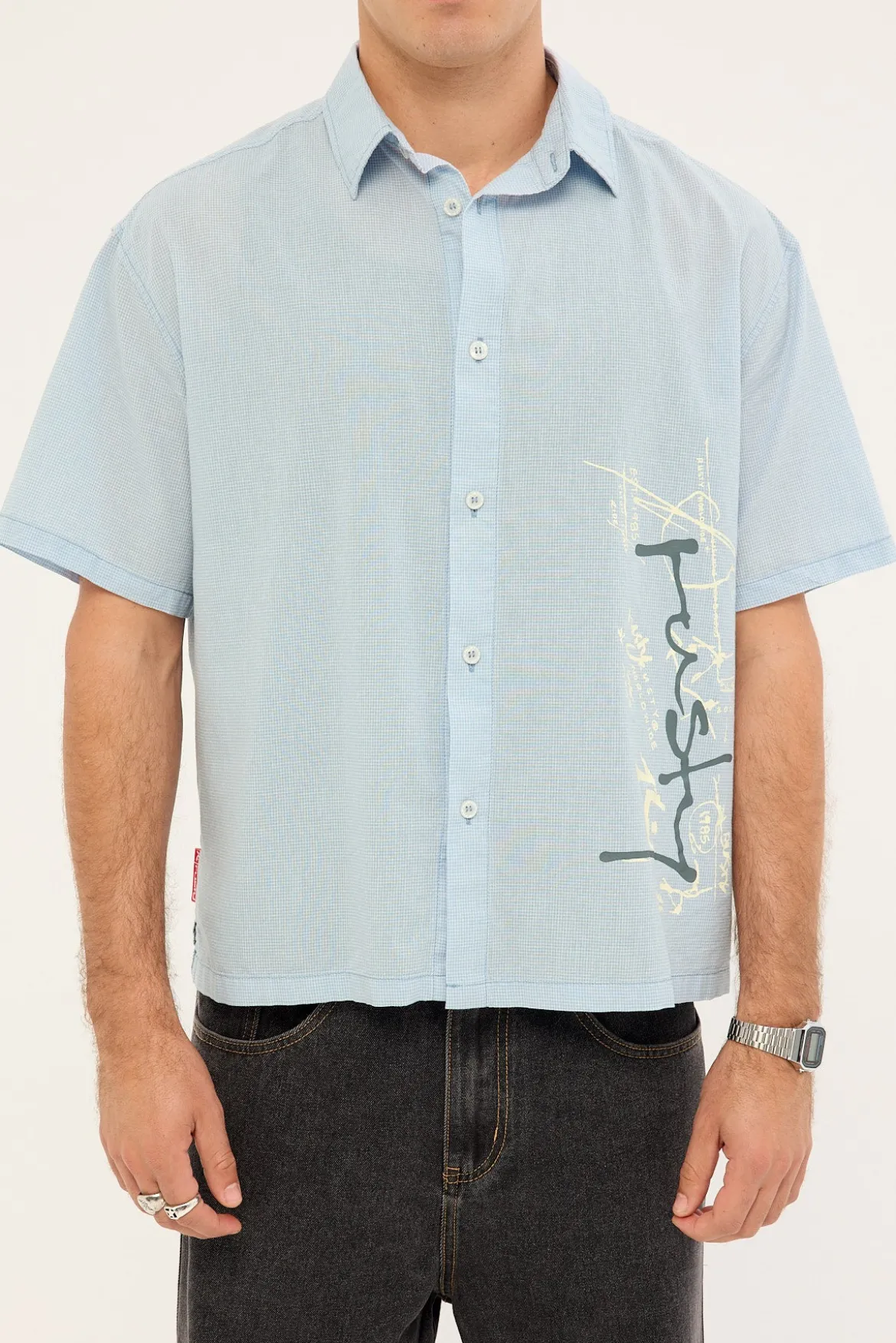 Crisis Cropped Shirt Sky Blue
