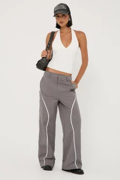 Crucial Contrast Nylon Cargo Pant Grey