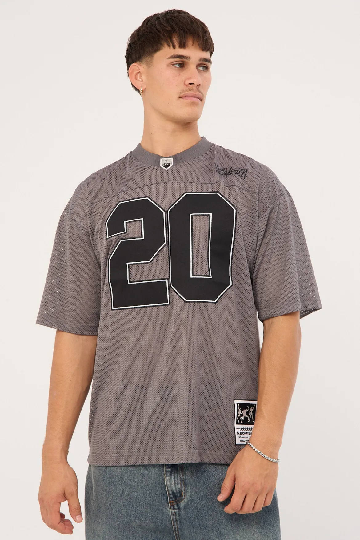 Crucial V Neck Jersey Charcoal
