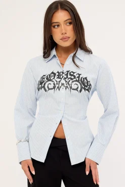 Cusp Long Sleeve Shirt Blue Stripe