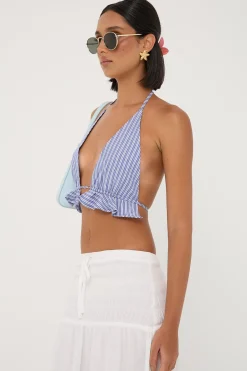 Cyan Frill Bralette Blue Stripe