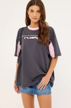 Cyberwaves Tee Coal & Pink
