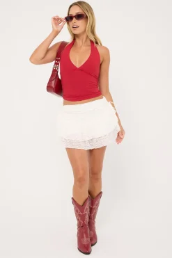Cyrus Lace Frill Skort White