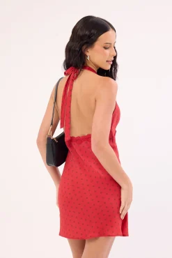 Dakota Lace Mini Dress Red Polka Dot