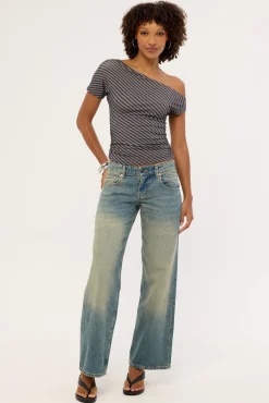 Danama Top Oblique Stripe Ocean Storm