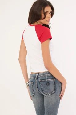 Daring Devil Cap Sleeve Baby Tee White