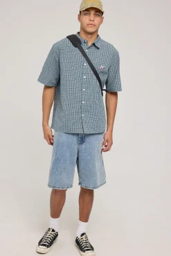 Data Check Short Sleeve Shirt Green/Blue
