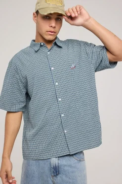 Data Check Short Sleeve Shirt Green/Blue