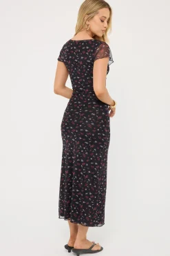 Daya Recycled Mesh Midi Dress Floral Print