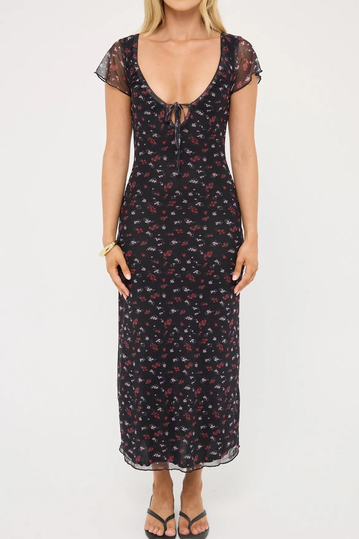Daya Recycled Mesh Midi Dress Floral Print