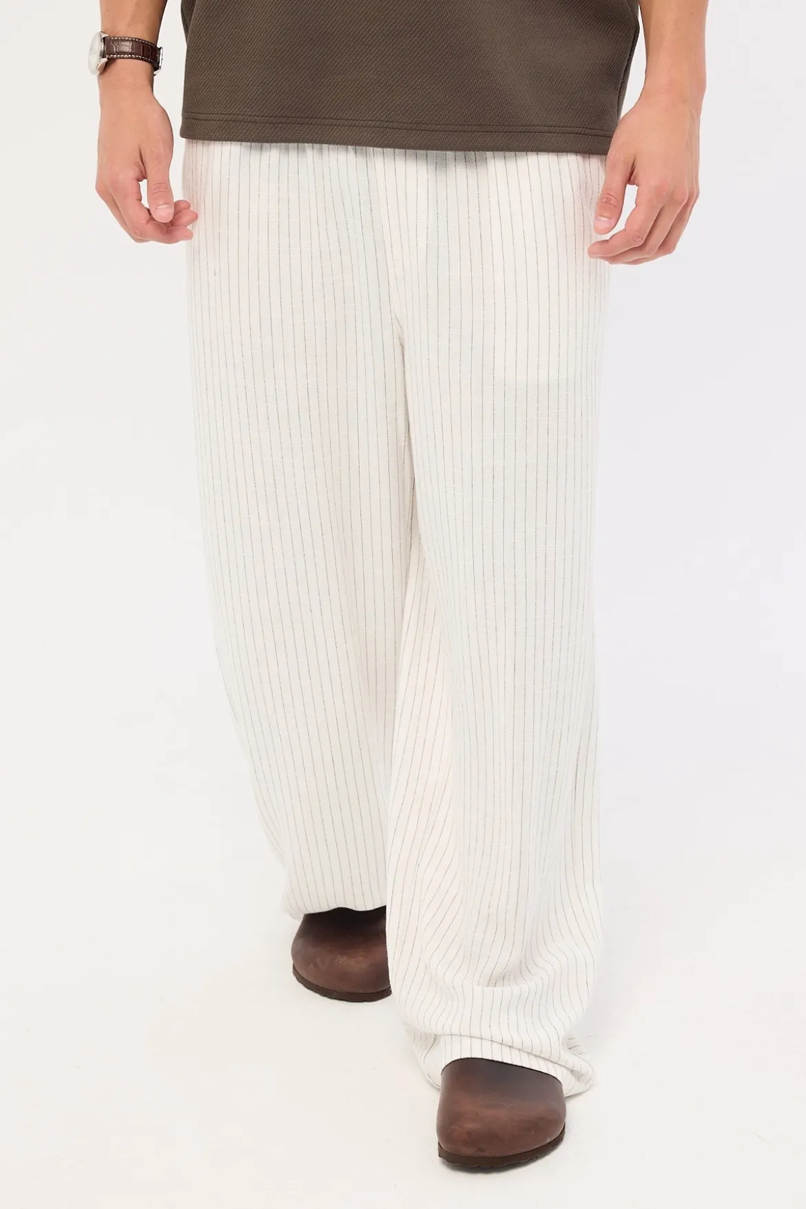 Daybreak Baggy Linen Pant White Stripe