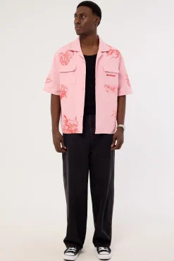 Deadset Boxy Cropped Resort Shirt Pink