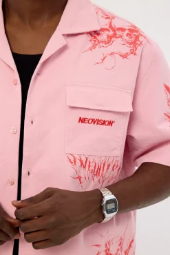 Deadset Boxy Cropped Resort Shirt Pink