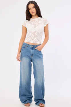 Demi Lace Baby Tee White