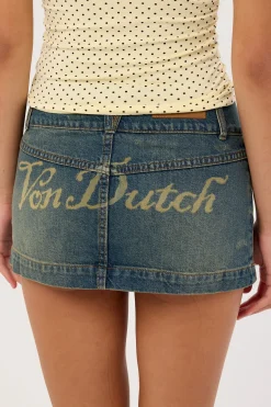 Denim Mini Skirt Dirty Light Blue Denim