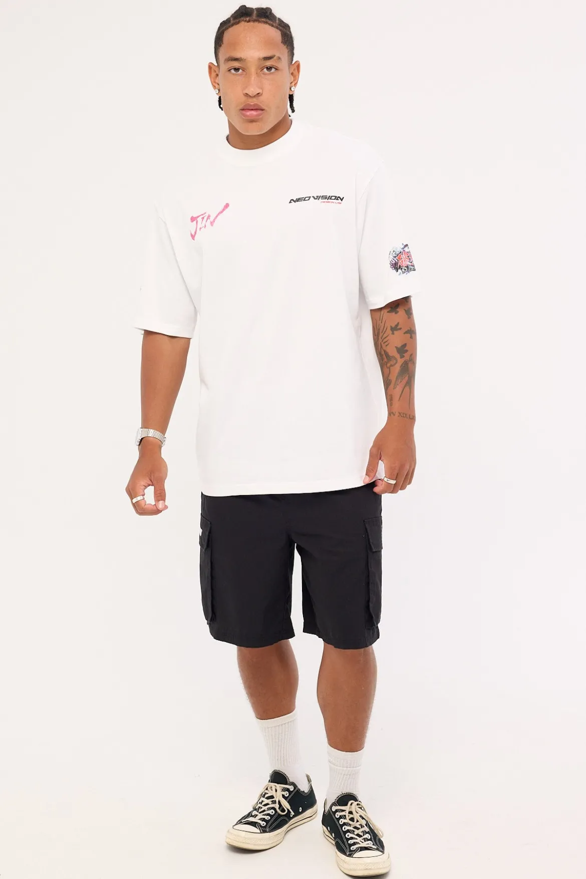 Devil Jin Graffiti Cargo Shorts Black