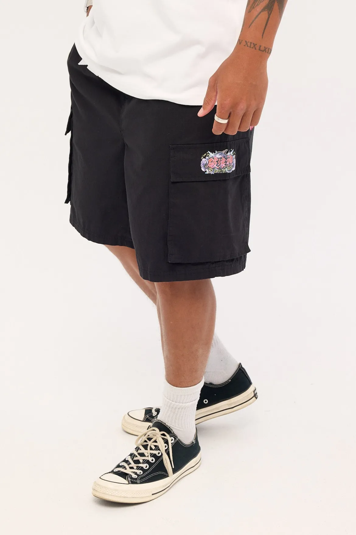 Devil Jin Graffiti Cargo Shorts Black