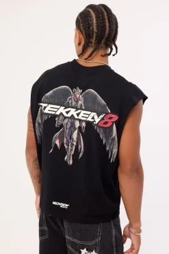 Devil Jin Graffiti Cropped Muscle Tank Black