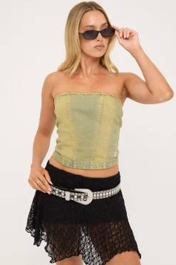 Devlish Denim Tube Top So Dirt It Hurts