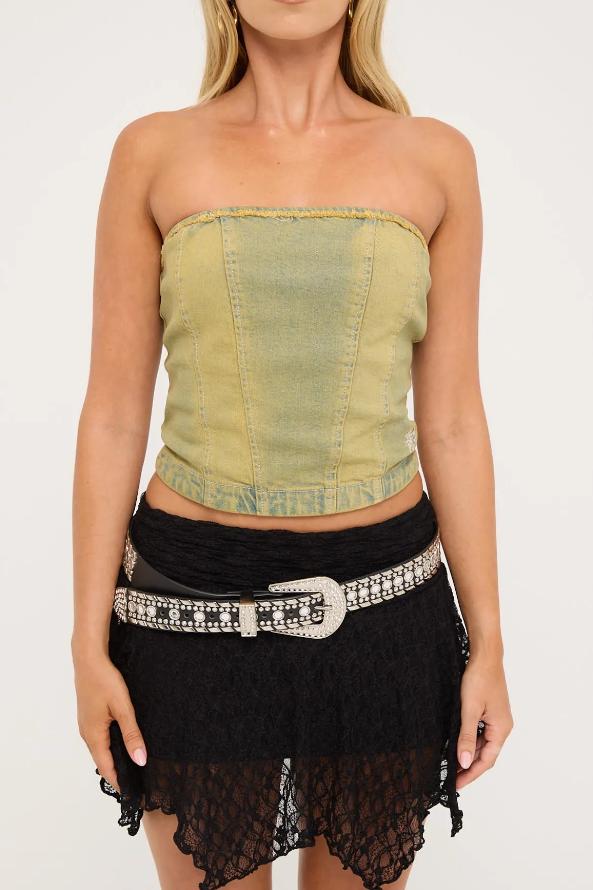 Devlish Denim Tube Top So Dirt It Hurts