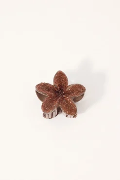 Diamante Frangipani Flower Hair Claw Clip Burgundy