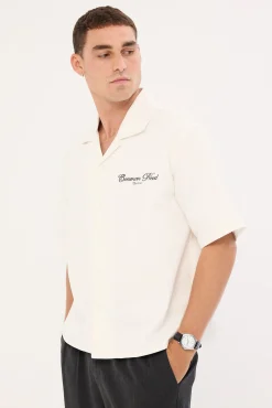 Diplomatic Boxy Cropped Resort Shirt White