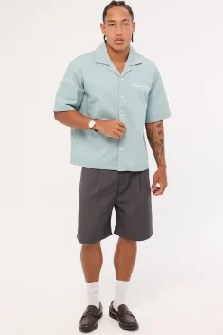 Diplomatic Boxy Cropped Resort Shirt Washed Powder Blue