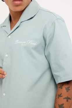 Diplomatic Boxy Cropped Resort Shirt Washed Powder Blue