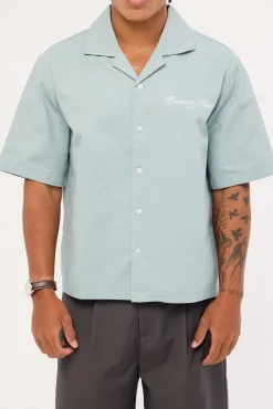 Diplomatic Boxy Cropped Resort Shirt Washed Powder Blue