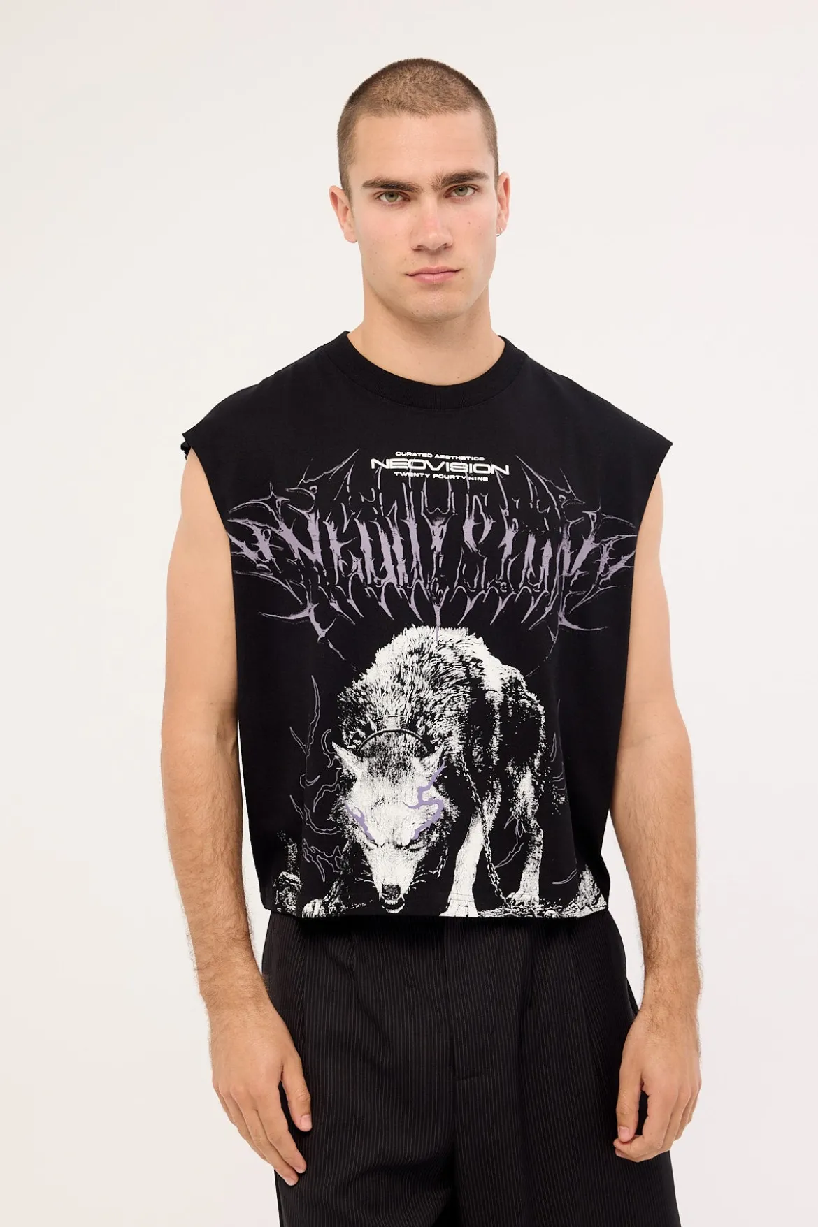 Dire Cropped Muscle Tank Black