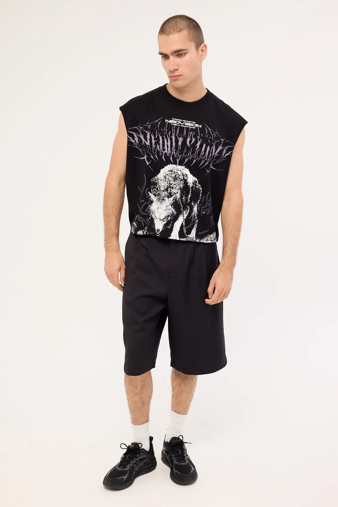 Dire Cropped Muscle Tank Black