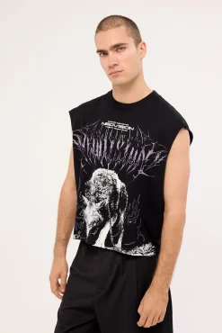 Dire Cropped Muscle Tank Black