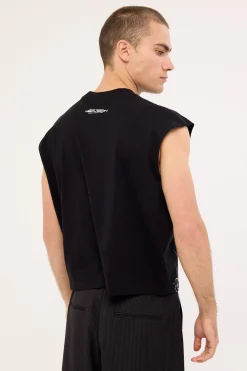 Dire Cropped Muscle Tank Black