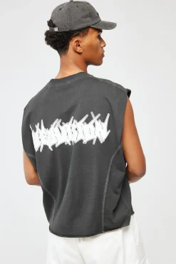 Disorder Cropped Muscle Tank Pigment Washed Black