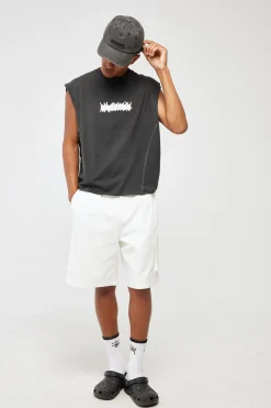 Disorder Cropped Muscle Tank Pigment Washed Black