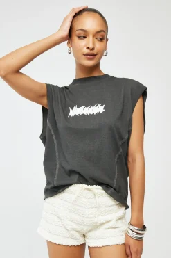 Disorder Cropped Muscle Tank Pigment Washed Black