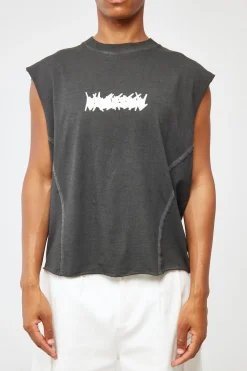 Disorder Cropped Muscle Tank Pigment Washed Black