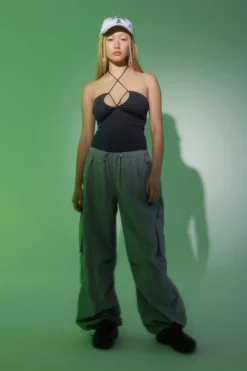 Distorted Dimension Parachute Pant Grey
