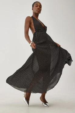 District Maxi Dress Onyx Polka
