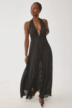 District Maxi Dress Onyx Polka