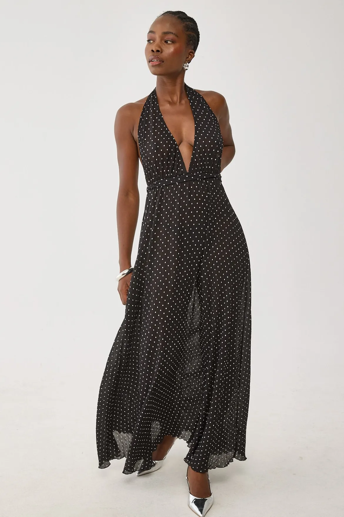 District Maxi Dress Onyx Polka