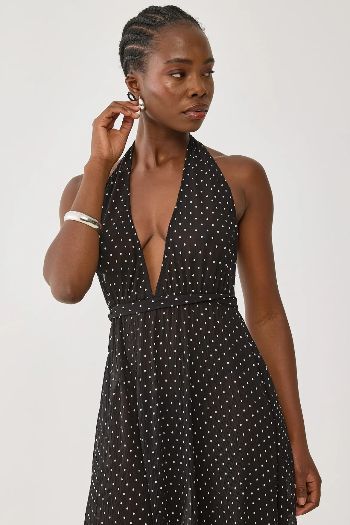 District Maxi Dress Onyx Polka