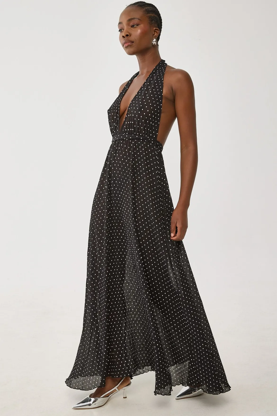 District Maxi Dress Onyx Polka